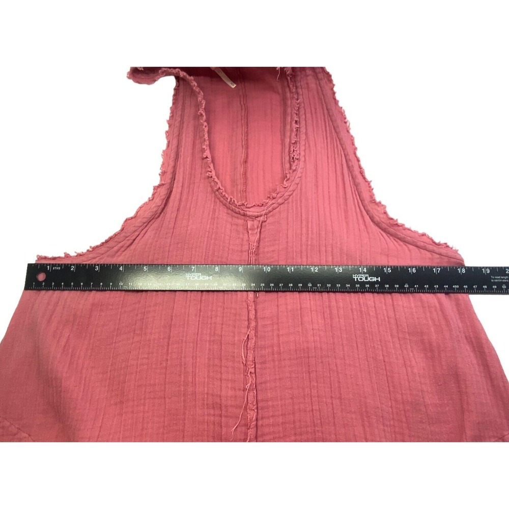 FREE PEOPLE Women Cotton Racerback Raw Edges Gauze Dress Sz M Pink Casual 68-19 - Picture 6 of 10
